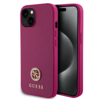 Guess PU 4G Strass Metal Logo Zadný Kryt pre iPhone 15 Pink