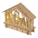 LED vianočný betlehem drevený, 15 cm, 2x AA, vnútorný, teplá biela, časovač