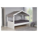 Domčeková posteľ 90x200 s látkovou strieškou spencer - biela