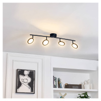 Lindby LED reflektor Manel, čierny, železný, dĺžka 82 cm, 4.flg.