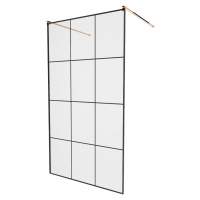 MEXEN/S - KIOTO samostatne stojaca sprchová zástena 100 x 200, transparent/čierna vzor 8 mm, růž