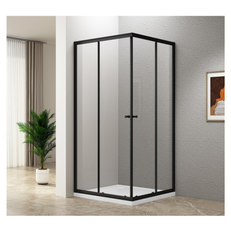 AGGA BLACK štvorcová sprchová zástena 900x900 mm, číre sklo BLF909