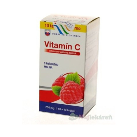 Dobré z SK Vitamín C 200 mg príchuť MALINA, 70 ks