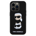Karl Lagerfeld Liquid Karl and Choupette Heads Silikónový Kryt pre iPhone 15 Pro, Čierny
