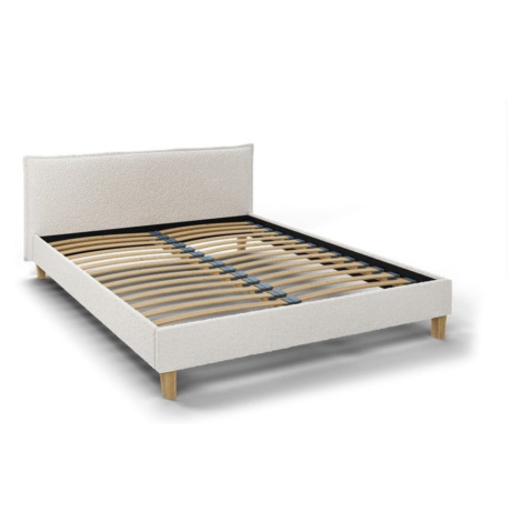 Krémová čalúnená dvojlôžková posteľ s roštom 160x200 cm Tina - Ropez