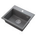 Sink Quality Ferrum New 5055, 1-komorový granitový drez 560x500x210 mm + chrómový sifón, šedá, S