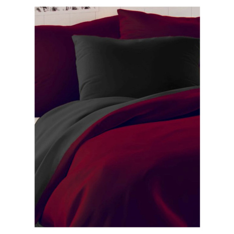 Saténové francúzske obliečky LUXURY COLLECTION 1+2, 220x200, 70x90cm vínové / čierne Kvalitex