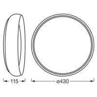 LEDVANCE LED stropné svietidlo Orbis Livia Ø 43 cm, sivá farba, kov