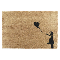 Rohožka z prírodného kokosového vlákna Artsy Doormats Girl with a Balloon Graffiti, 40 x 60 cm