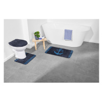 LIVARNO home Kúpeľňová súprava, 3-dielna (koberček s výrezom na WC, navy modrá)