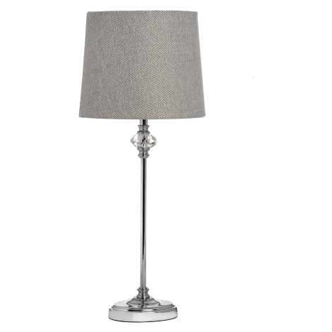 Estila Štýlová stolná chrómová lampa FLORENCE v striebornej farbe s krištáľovou dekoráciou 49 cm