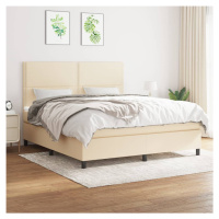 vidaXL Posteľný rám boxspring s matracom krémový 160x200 cm látka