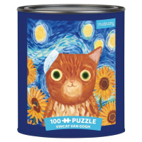 Mudpuppy Puzzle Vincat van Gogh umelecké mačky v plechovke 100 dielikov