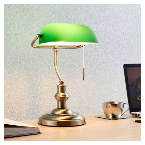 Lampa na písací stôl Milenka so zeleným tienidlom Lindby