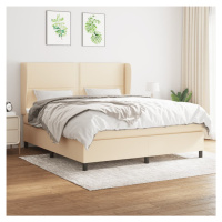 vidaXL Posteľný rám boxspring s matracom krémový 160x200 cm látka