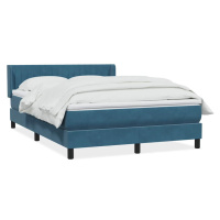 vidaXL Posteľný rám boxsping s matracom tmavomodrý 140x210 cm zamat