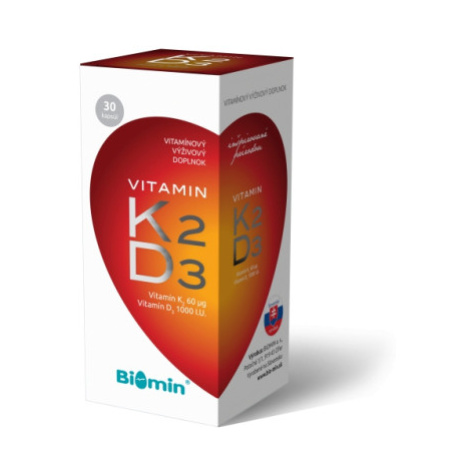 Biomin Vitamín K2 + vitamín D3 1000 I.U. 30 cps