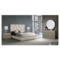 Estila Dizajnová manželská posteľ Berlin s bielym koženým čalúnením a s úložným priestorom 150-1