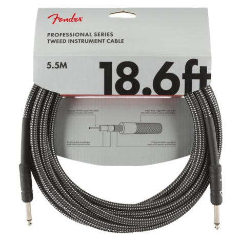 Fender Professional Series 18.6' Instrument Cable Gray Tweed