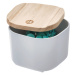 Sivý úložný box s vekom z dreva paulownia iDesign Eco, 9 x 9 cm