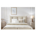 Béžová čalúnená dvojlôžková posteľ s úložným priestorom s roštom 160x200 cm Clothilde – Bobochic