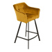 Estila Moderná zamatová žltá barová stolička Garret s čiernou kovovou konštrukciou 100cm