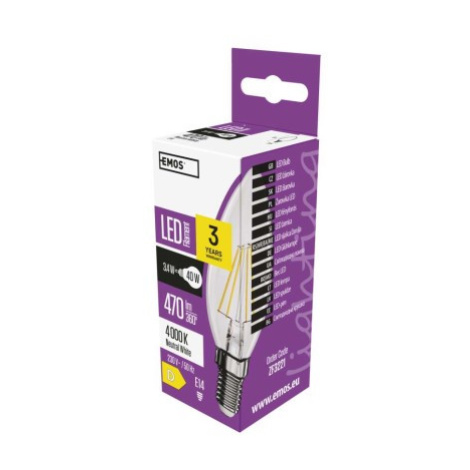 EMOS LED žiarovka Filament Candle 3,4 W E14 neutrálna biela