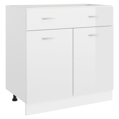 vidaXL Spodná skrinka+zásuvka “Lyon”, lesklá biela 80x46x81,5 cm
