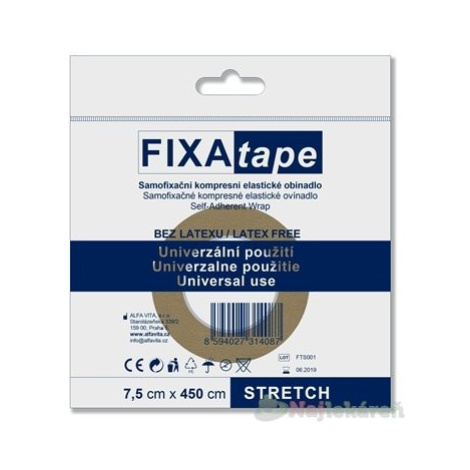 FIXAtape samofixačné  elastické ovínadlo STRETCH kompresné, bez latexu (7,5cmx450cm) 1ks