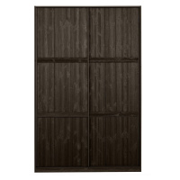 Tmavohnedá šatníková skriňa z borovicového dreva s posuvnými dverami 139x215 cm Katoi – BePureHo