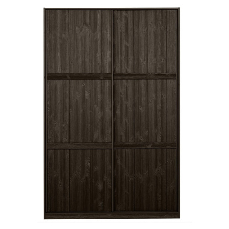 Tmavohnedá šatníková skriňa z borovicového dreva s posuvnými dverami 139x215 cm Katoi – BePureHo BePureHome