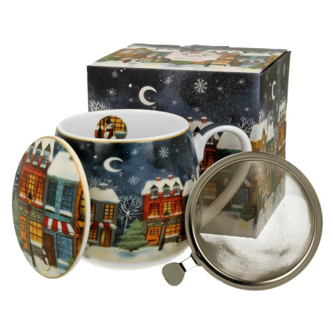 Vánoční porcelánový hrnek Christmas City s infuzérem 430 ml vícebarevný