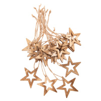 Sada vianočných drevených ozdôb Hviezda natur, 18 ks