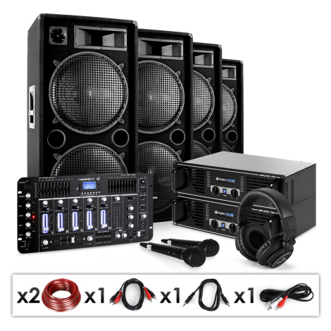 Electronic-Star Bass First Pro Bluetooth, DJ PA systém, 2 x zosilňovač, 4 x reproduktor, mixážny