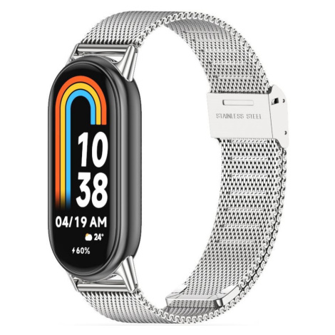 Xiaomi Mi Smart Band 8 / 9, kovový remienok, milánsky štýl, TP MilaneseBand, strieborná