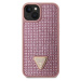 Guess Rhinestones Triangle Metal Logo Kryt pre iPhone 15 Pink