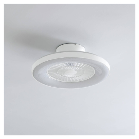 Lindby Smart LED stropný ventilátor Paavo, biely, tichý, Tuya