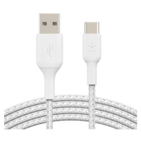 Belkin BOOST Charge Braided USB-C/USB-A odolný kábel, 2m, biely