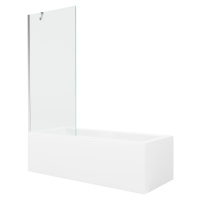 MEXEN/S - Cubik obdĺžniková vaňa 150 x 70 cm s panelom + vaňová zástena 80 cm, transparent, chró