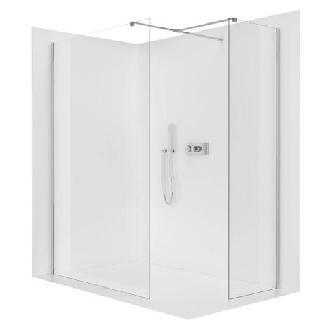 CERANO - Sprchová zástěna Walk-in Onyx T L/P - 8 mm - hranatá vzpěra - chrom, transparentní sklo