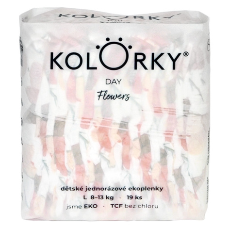 KOLORKY DAY - kvety - L (8-13kg) jednorazové eko plienky 19 ks