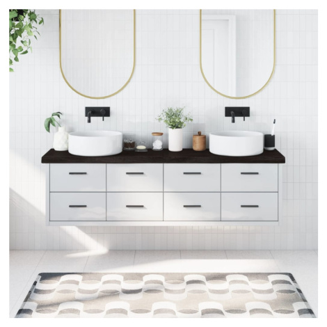 vidaXL Kúpeľňová doska tmavohnedá 180x40x(2-6) cm ošetrený masív