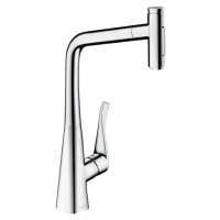 Hansgrohe Metris Select M71, kuchynská páková batéria 320, vyťahovateľná sprška, 2jet, sBox, chr