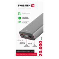 SWISSTEN Aluminum Power Bank 20000mAh 20W Power Delivery Grey