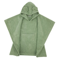 EKO Pončo bavlnené s kapucňou a uškami Olive green 75x120 cm