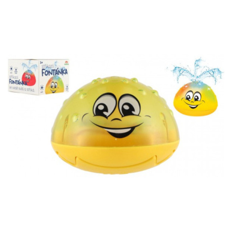 Hračka do vody Fontánka striekacia plast 10cm žltá na batérie so svetlom v krabičke 11x11x8cm Teddies