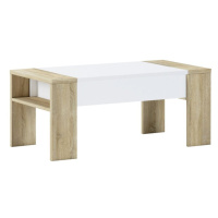 KONDELA Pula konferenčný stolík s úložným priestorom dub sonoma / biela
