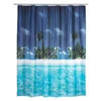Modrý sprchový záves Wenko Dreamy Beach, 180 × 200 cm