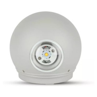 Záhradné LED nástenné svietidlo okrúhle 6W, 3000K, 660lm, IP65, sivé VT-836 (V-TAC)