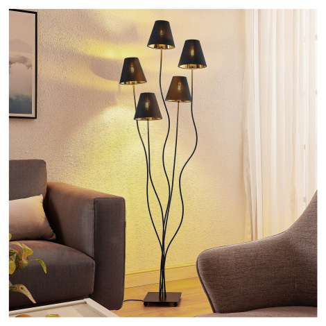 Lindby Komalie stojaca lampa, 5-plameňová, čierna